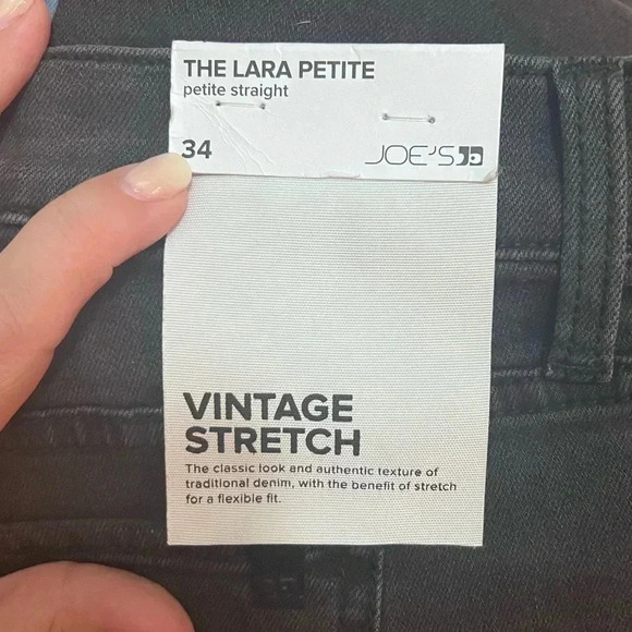 Sz 34 Joe’s The Lara Petite Straight Leg Vintage Stretch Black Jeans - Picture 7 of 10